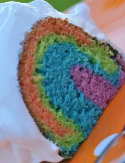 gluten free rainbow cake fluffy clouds frosting