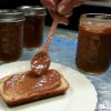 homemade gluten free apple butter on homemade gluten free bread