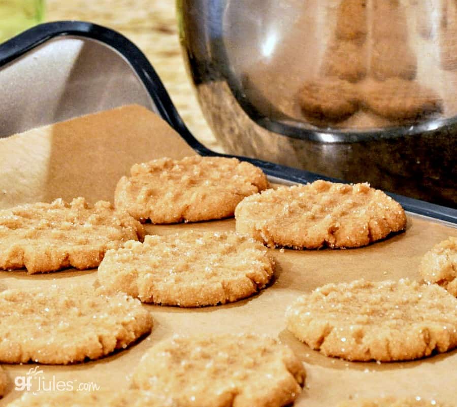 gluten free peanut butter cookies with bowl