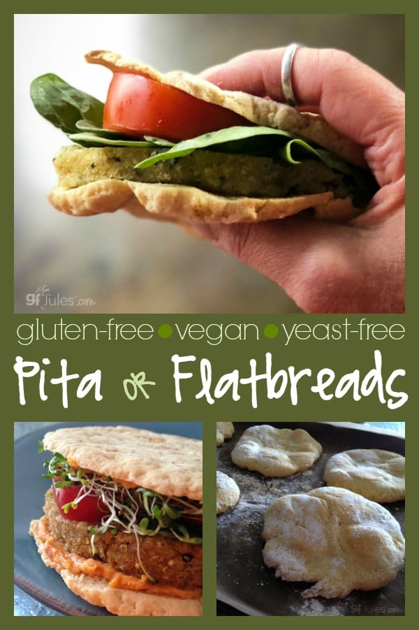 Gluten Free Pita or Flatbreads Recipe -- gluten free, vegan, yeast free and ready in under 30 minutes! | gfJules