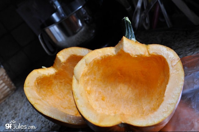 pumpkin halved scooped