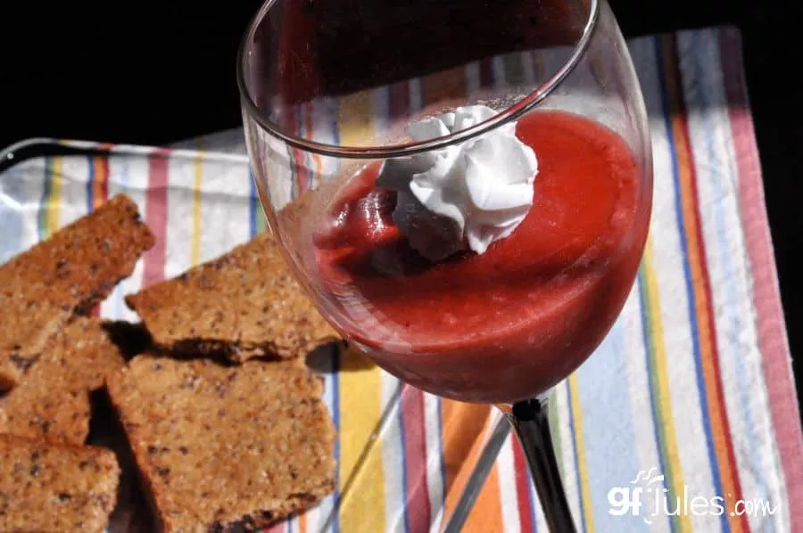 strawberry soup glass with tuiles