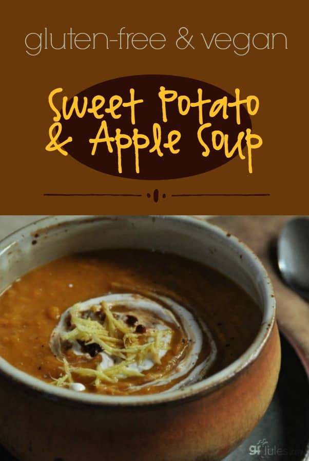 sweet potato & apple soup - an easy, quick and hearty meal without the heavy, dairy or nightshades of regular potato soup| gfJules