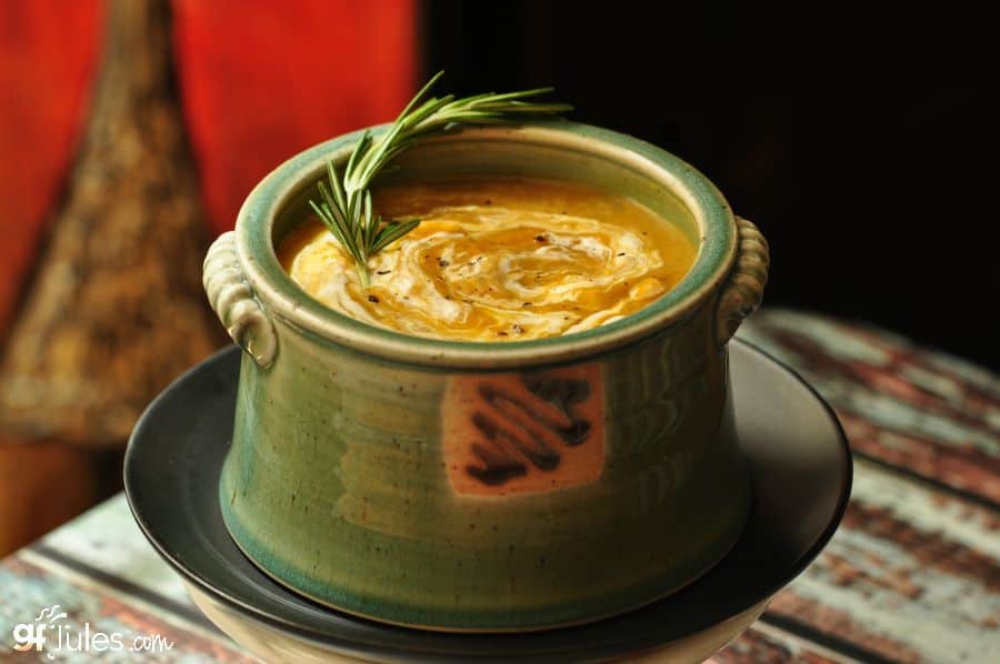 vegan butternut squash soup with rosemary