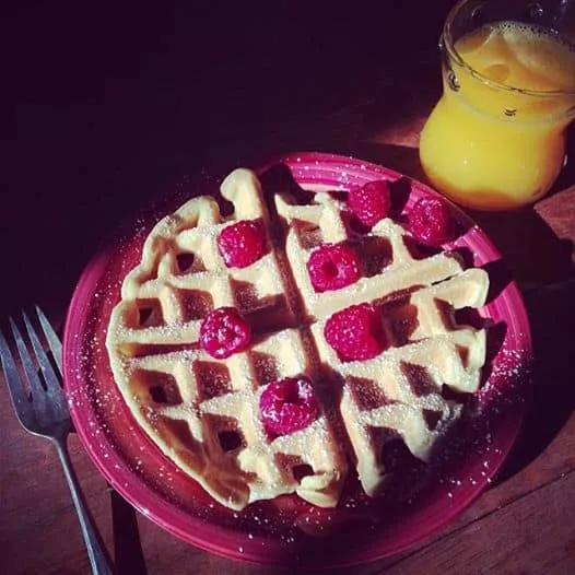 Valentine's Day gluten free waffles from gfJules Pancake Mix