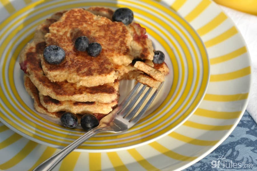 gluten free granola pancakes with fork