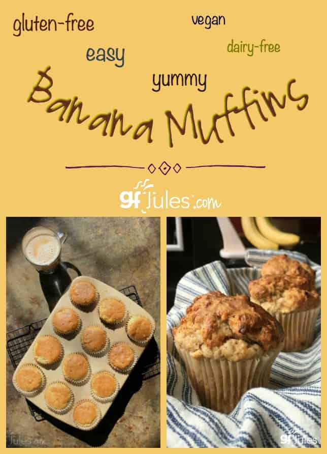 Best Easy Gluten Free Banana Muffins - can be vegan or dairy-free, any way you make them they're yummy! gfJules.com