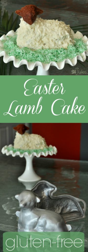 Start a new Easter tradition with this Gluten Free Easter Lamb Cake. It tastes as cute as it looks, and is another great way to help kids understand Easter symbolism | gfJules.com