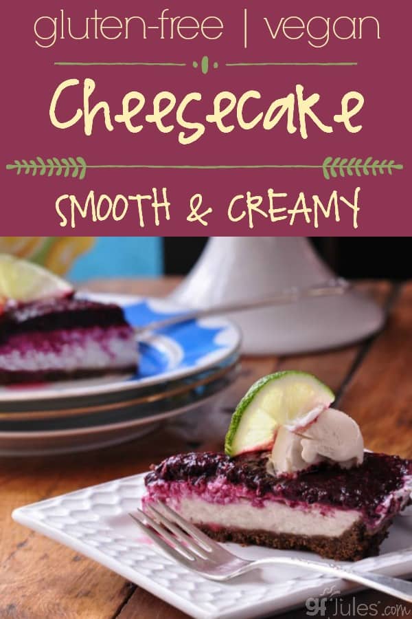 Gluten Free Vegan Cheesecake by gfJules is smooth, light, and creamy. 