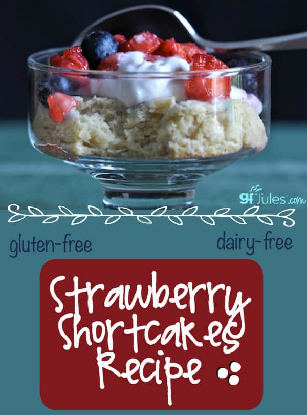Gluten Free Shortcakes Recipe brings the taste of summer home anytime! These light, airy cakes are just as good as their gluten-filled cousins. This will become one of your family's favorite, go-to, easy dessert recipes! gfJules.com