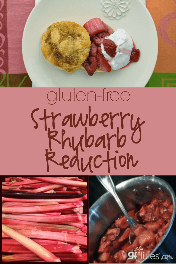 This gluten free strawberry rhubarb reduction can top anything from breakfast cereal to gluten free shortcakes, and make them all better!