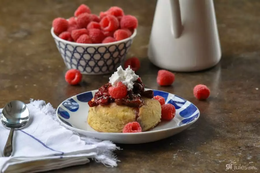gluten free shortcakes with raspberries and cream