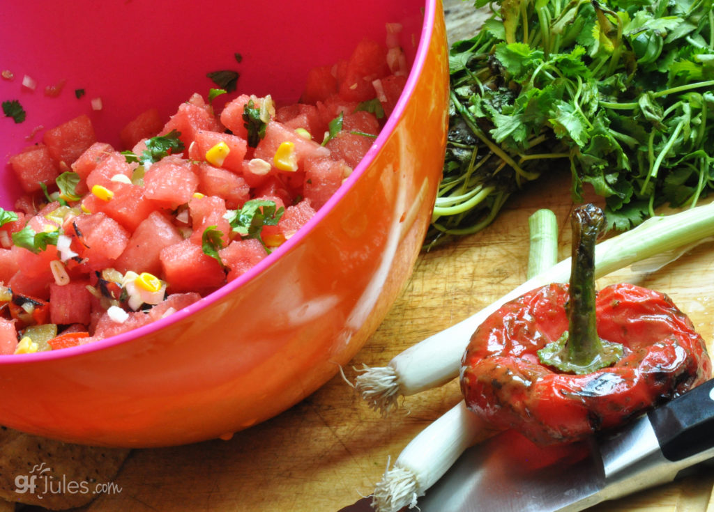 watermelon salsa in bowl