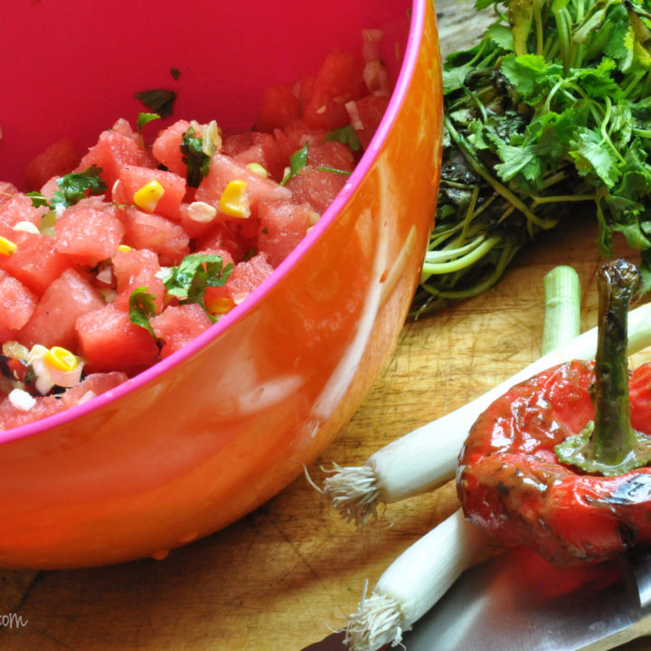 watermelon salsa in bowl