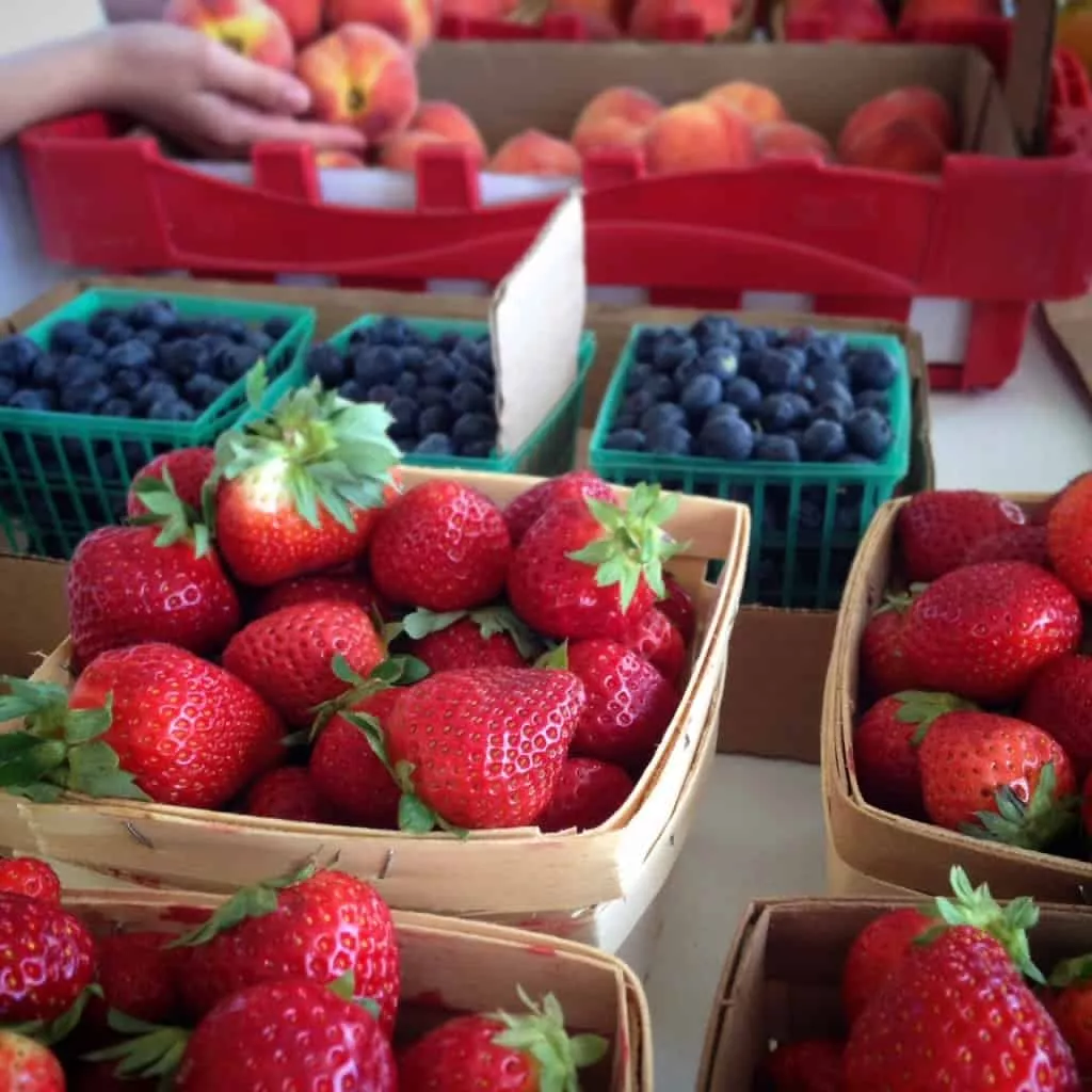 farmer's market strawberries for gluten free fruit cobbler
