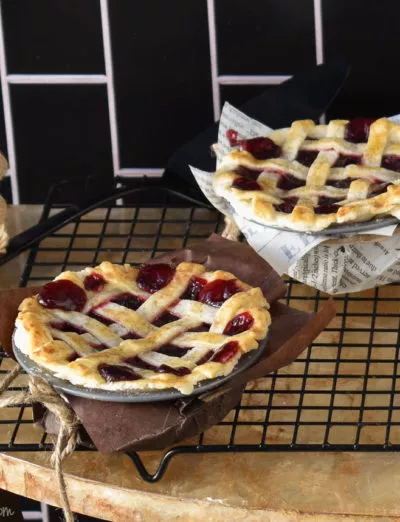 gluten free mini cherry pies on rack with twine | gfJules