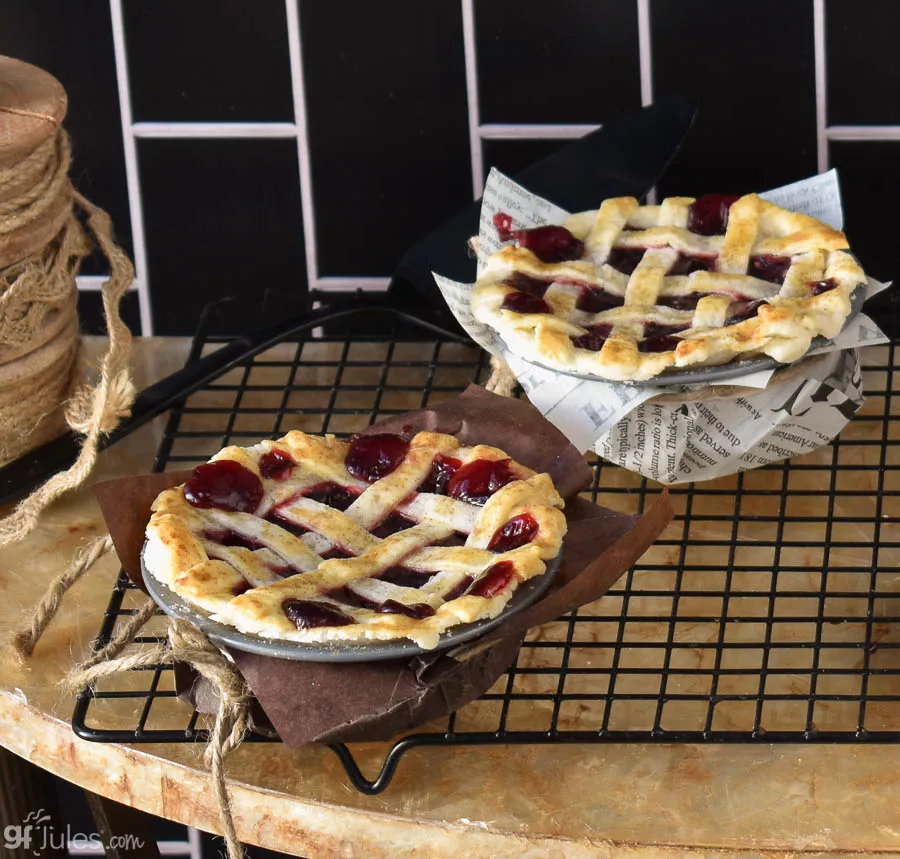 gluten free mini cherry pies on rack with twine | gfJules