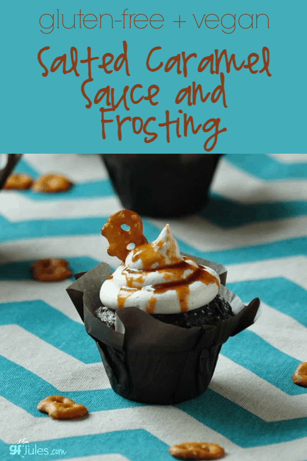No heavy cream is required for these easy, gluten free salted caramel sauce & frosting recipes, making them both healthier (ok, less un-healthy) and vegan!