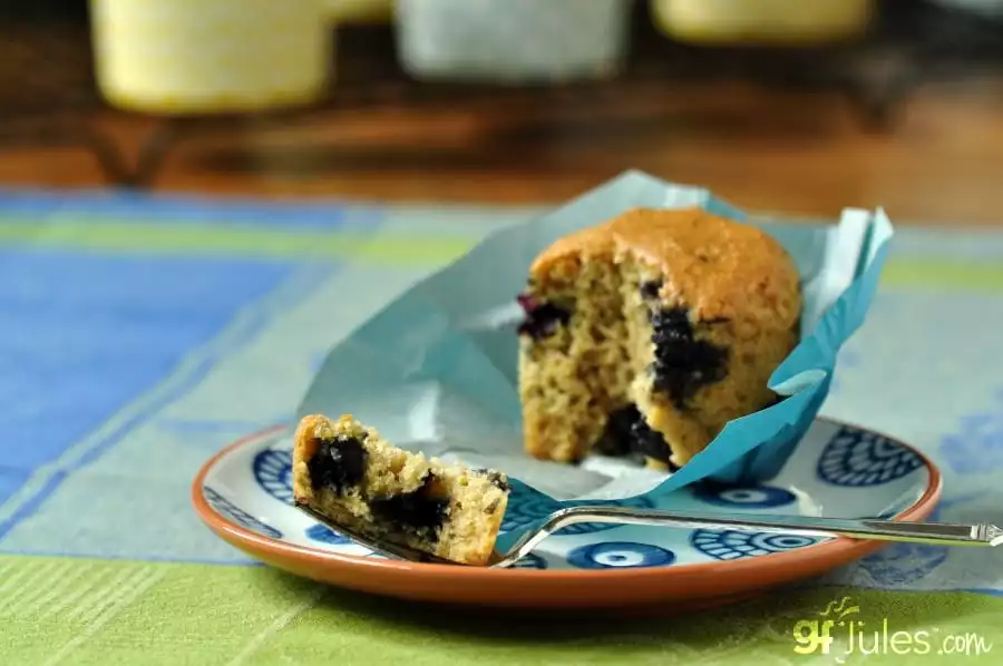 gluten free lemon berry muffin with fork