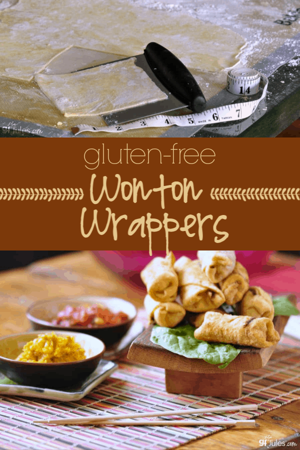 This easy gluten free wonton wrapper recipe is so versatile and easy to work with! Use this recipe to make gluten free egg rolls or other Chinese dumplings.