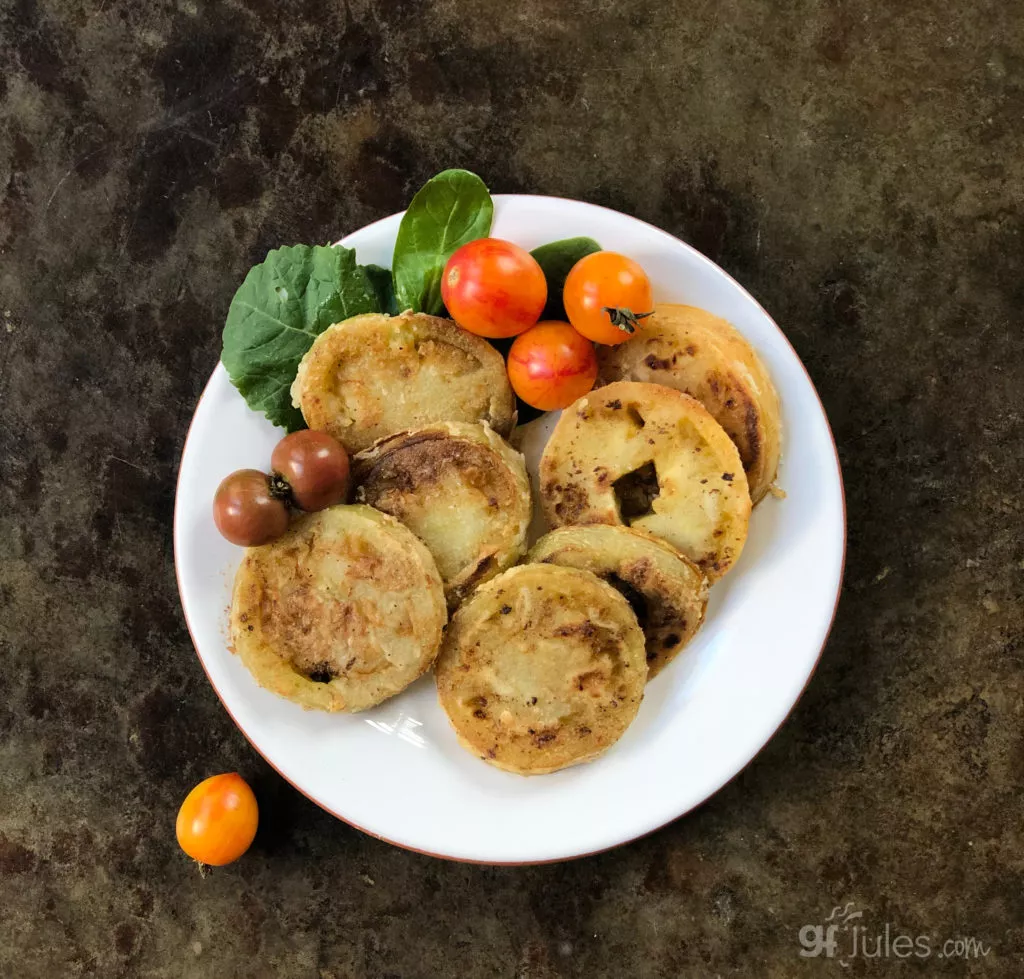 gluten free fried green tomatoes on plate