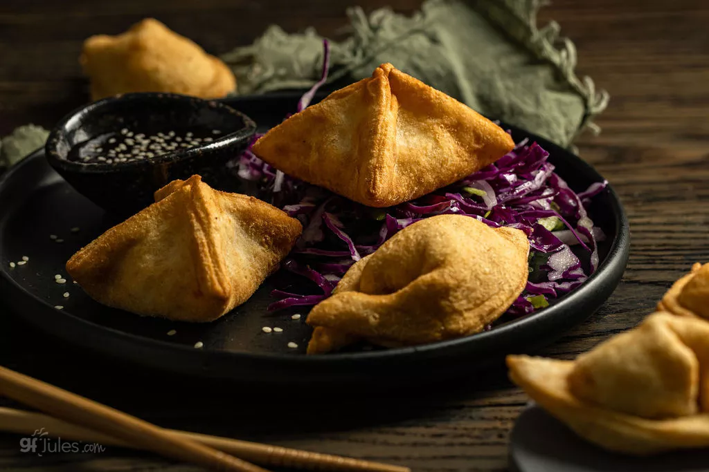 gluten free wontons on plate H | gfJules