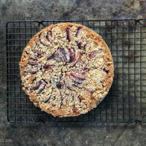 gluten free plum tart on rack