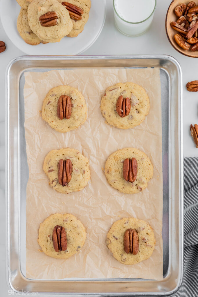 gfJules Gluten Free Pecan Sandies on baking tray