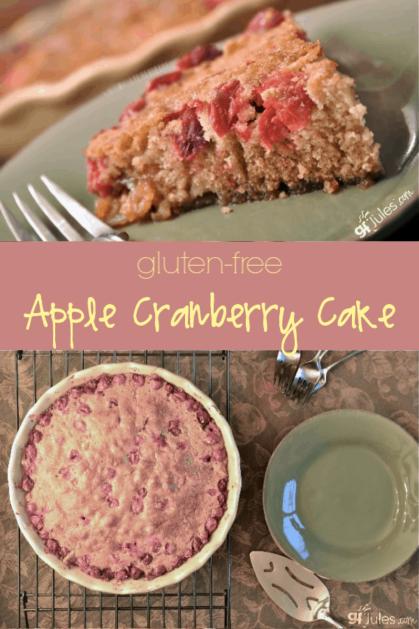 This gluten free apple cranberry cake marries the tart flavors of cranberries with the sweet smoothness of apples into a flavorful, light and moist cake.