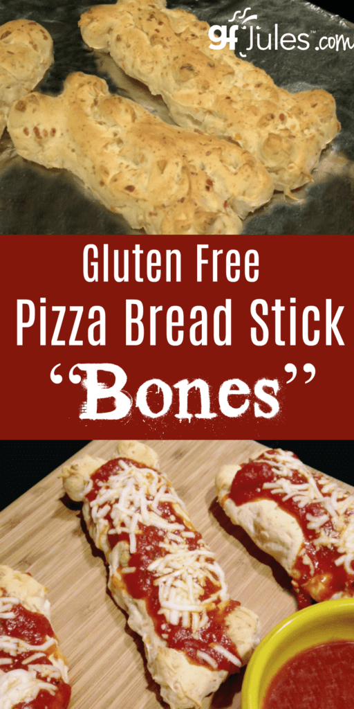These delicious gluten-free Pizza Bread Stick "Bones" are the savory and spooky answer to Halloween sweets overload!