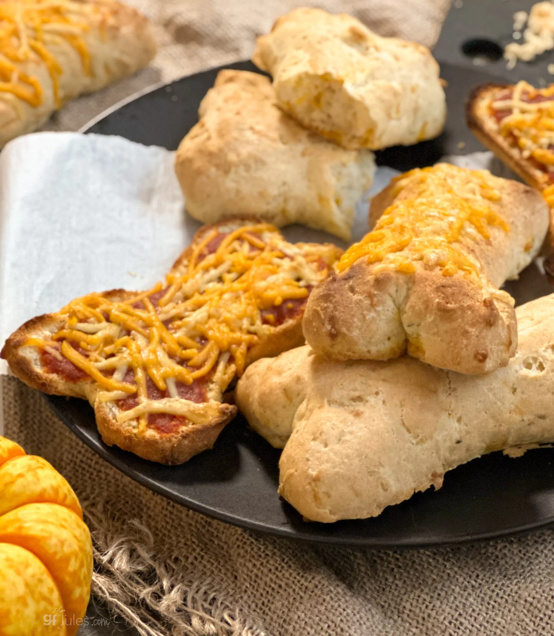Gluten Free Cheesy Pizza Bread Stick Bones for Halloween gfJules
