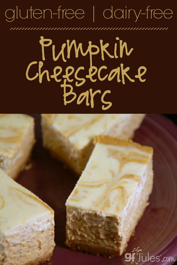 Gluten Free Dairy Free Pumpkin Cheesecake Bars - gfJules