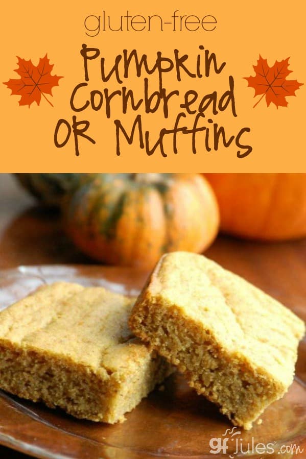 Pumpkin Cornbread or Muffins - gfJules. Can be vegan and dairy free