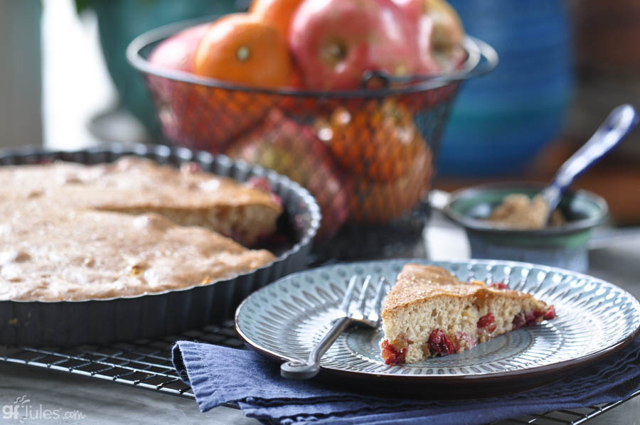 gluten free apple cranberry cake slice with tart pan | gfJules