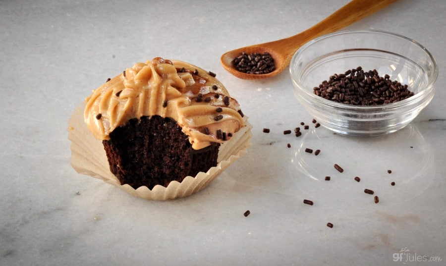 gluten free chocolate cupcake with bite1