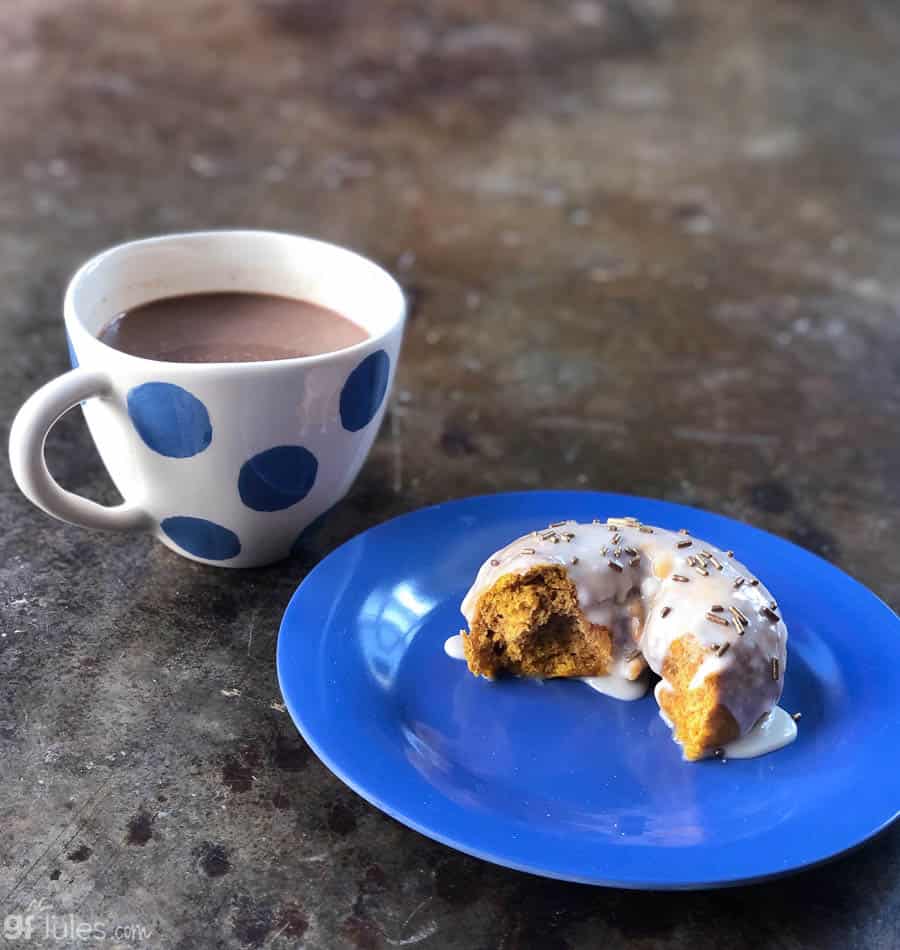 gluten free pumpkin donut with coffee