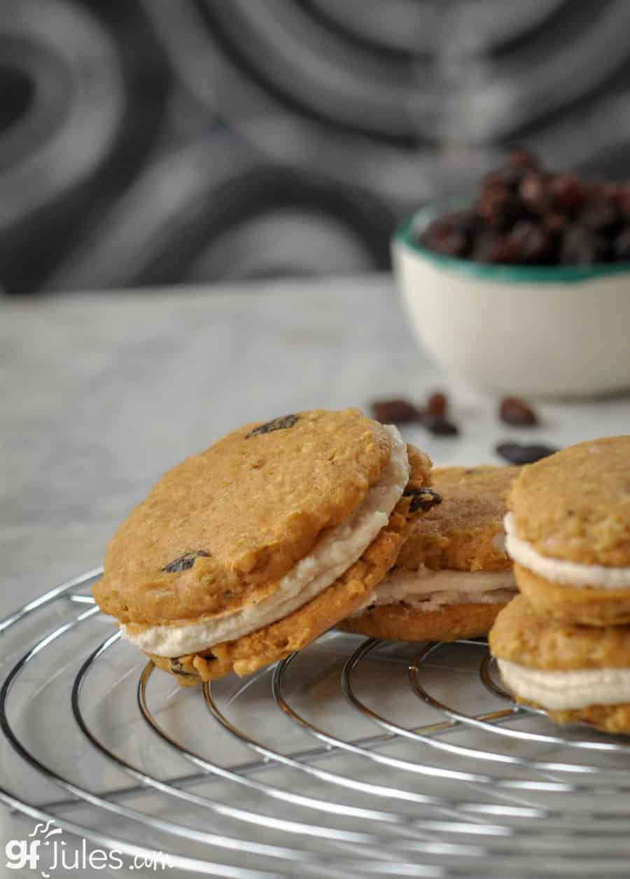 Gluten Free Little Debbie Oatmeal Cream Pies stacked gfJules