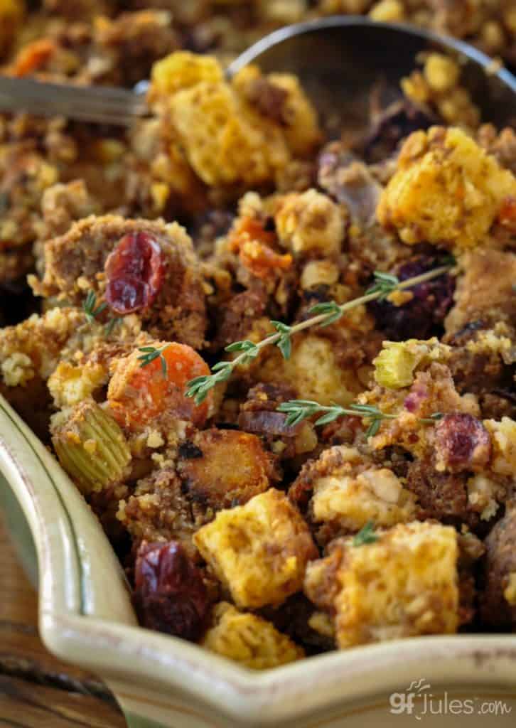 Gluten free stuffing with spoon