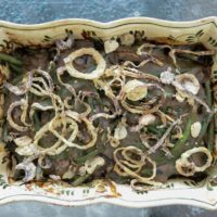 gluten free green bean casserole in dish