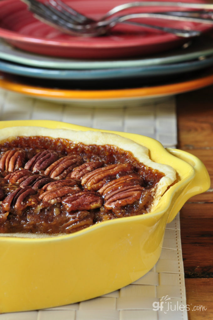 gluten free vegan pecan pie with plates