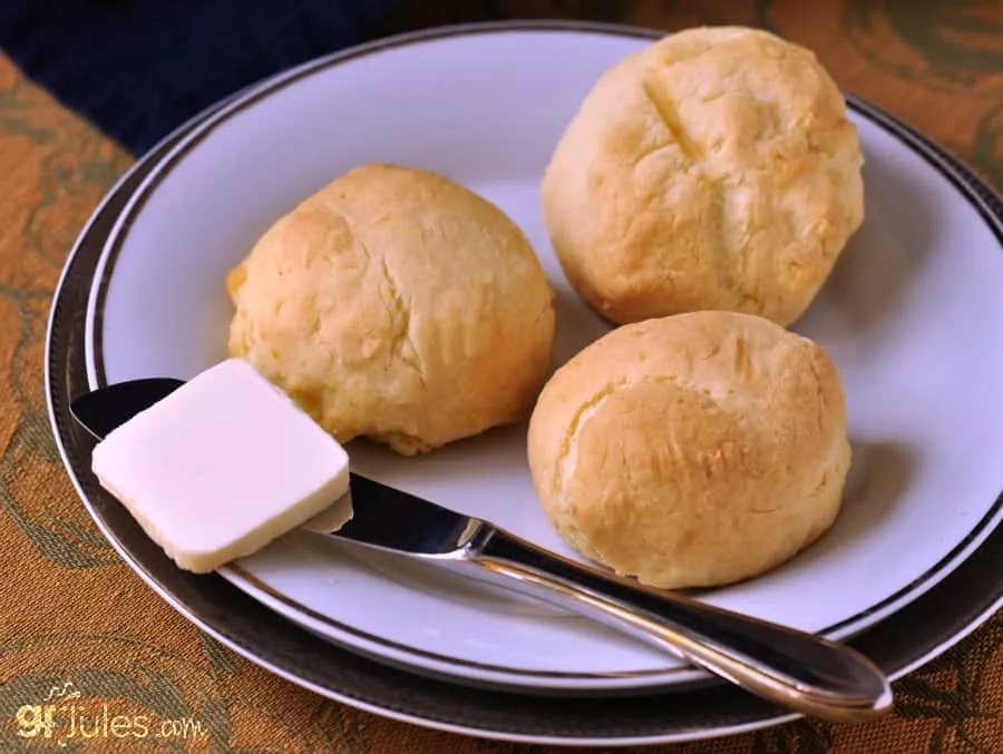 gluten free yeast free dinner rolls plated - gfJules