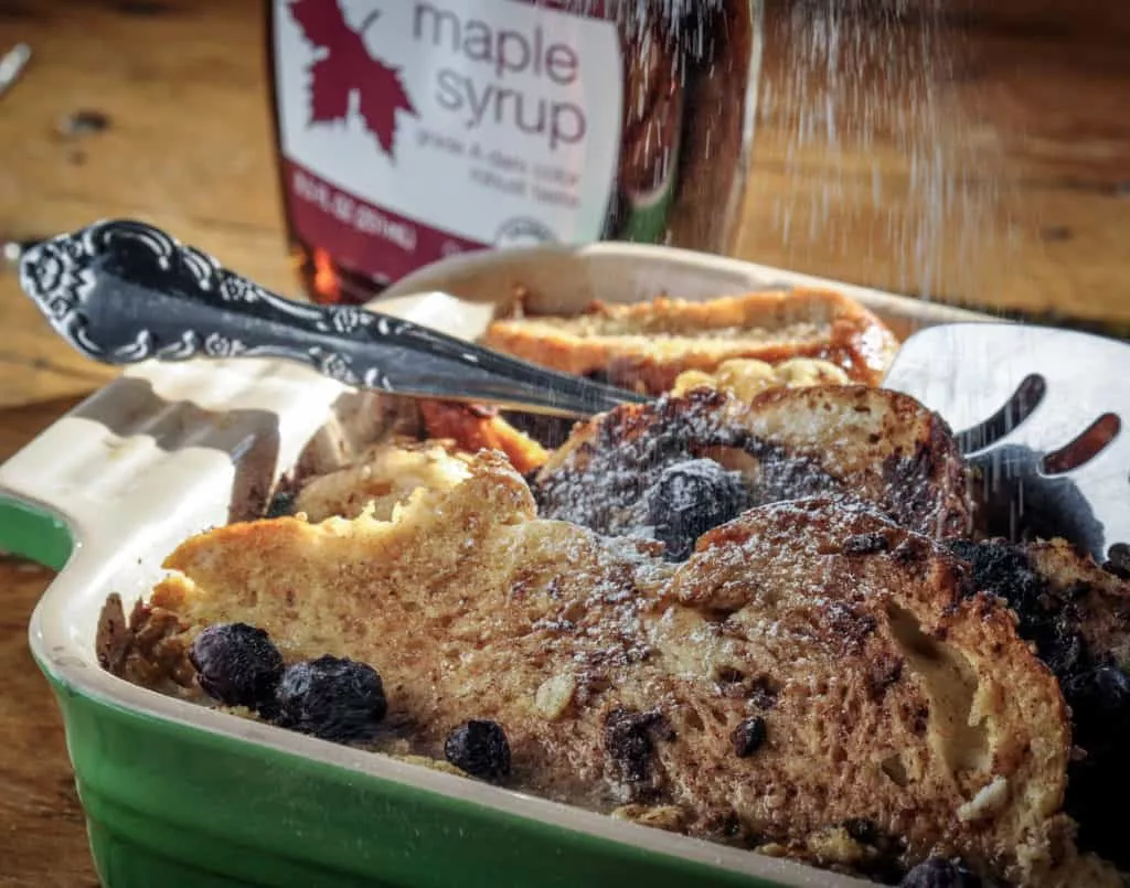 Gluten Free Overnight French Toast Casserole with confectioner's sugar