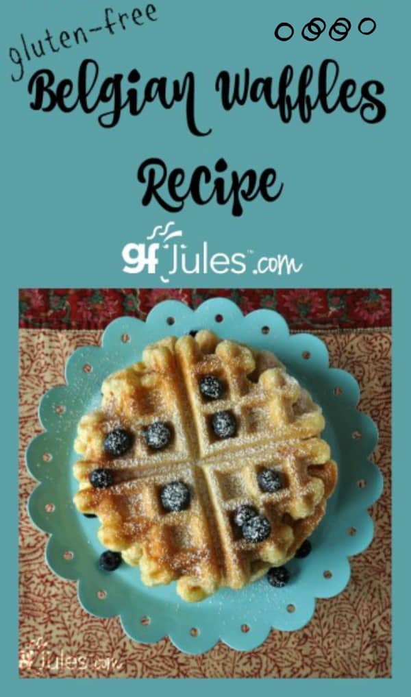 Gluten Free Belgian Waffles Recipe - makes light and airy waffles without any grit or funky flavors. So good you don't even need the maple syrup! Can be made vegan, too! | gfJules