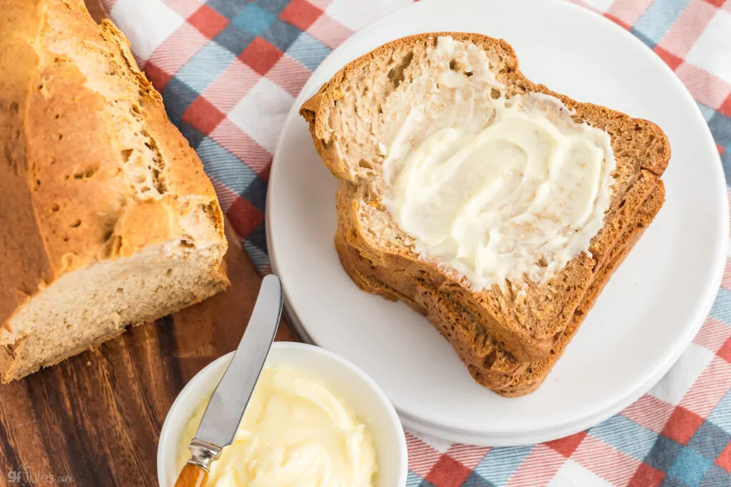 Yeast Free Gluten free Bread with butter