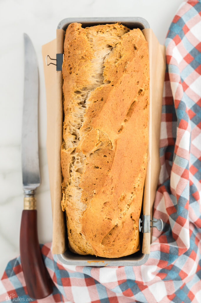 Yeast Free Gluten free Bread baked in pan