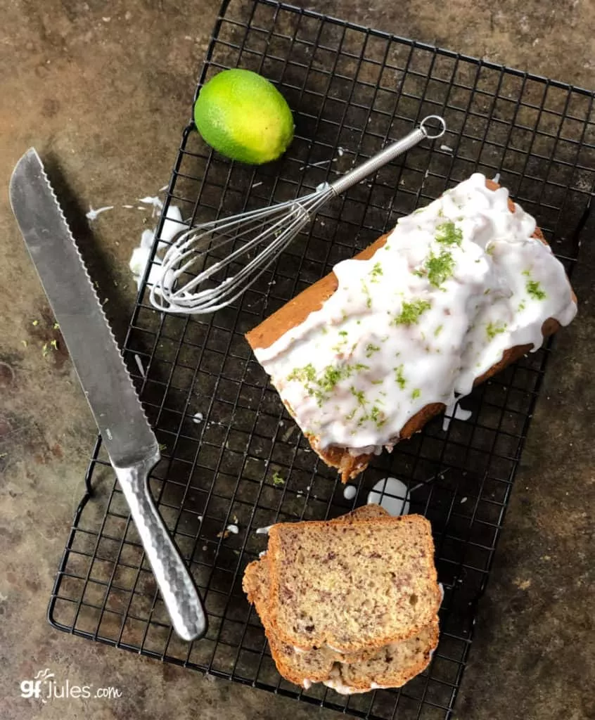 gluten free banana lime bread on rack