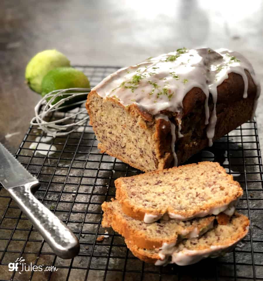 gluten free banana lime bread with whisk