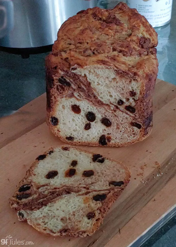 gluten free free cinnamon raisin bread sliced_