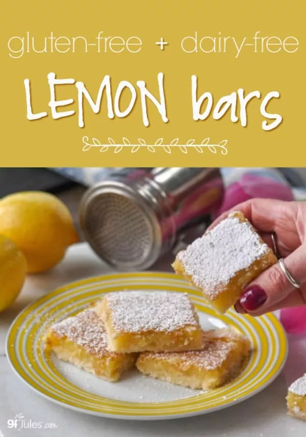Gluten Free Dairy Free Lemon Bars! These are the real deal! Made with light & smooth gfJules Flour & real lemon -- they're hard to resist! gfJules