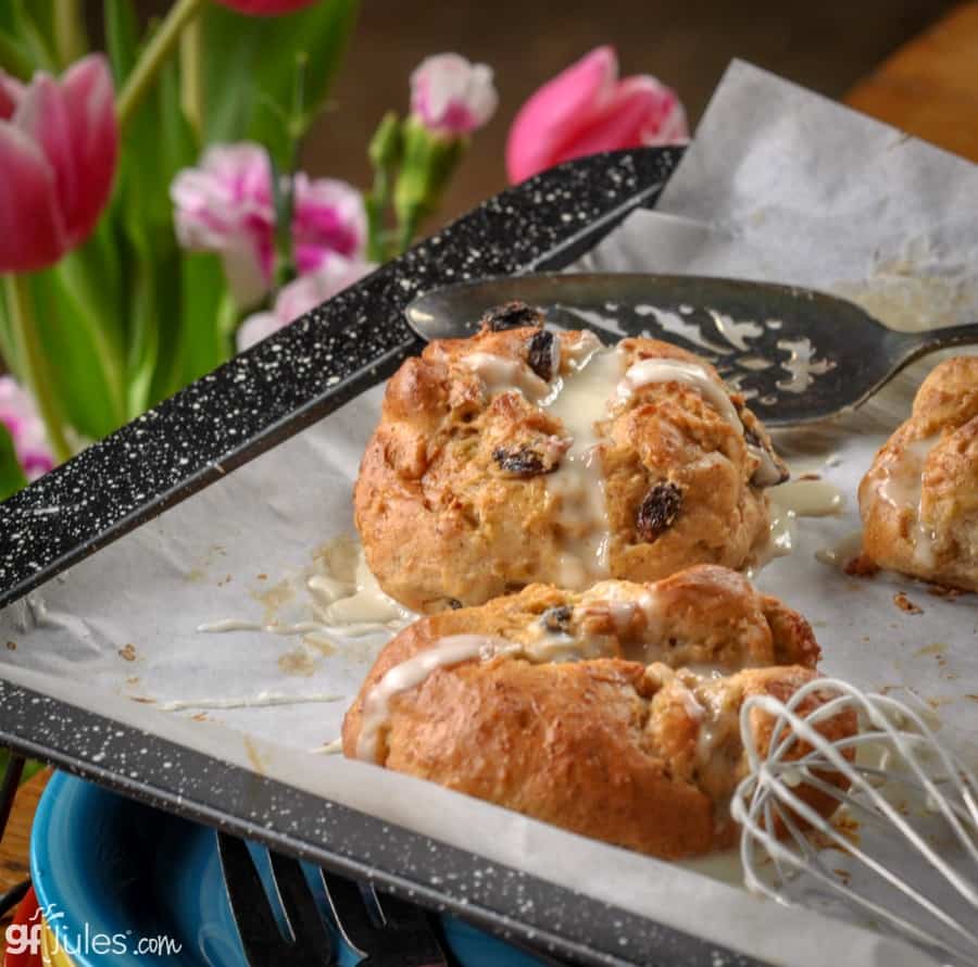 Gluten Free Hot Cross Buns with whisk